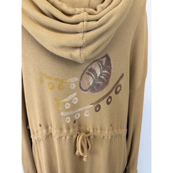 90's Vintage BLUE FISH Neutral Khaki Hooded Thermal Cotton Jacket OS #5-0174 USA - Picture 15 of 16